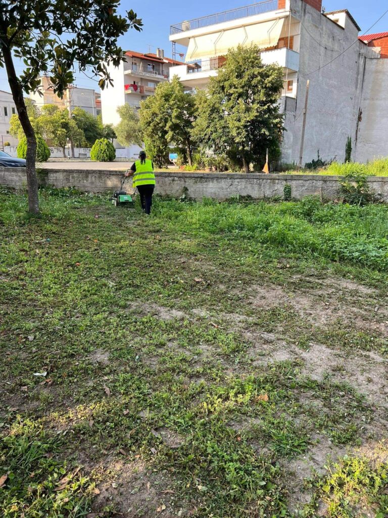 Εργασίες καθαρισμού και συντήρησης πρασίνου κοινοχρήστων χώρων στον δήμο Αλμωπίας
